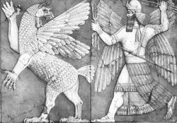 Marduk and Tiamat, relief in temple at Nimrud